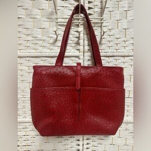 Sachi Cooler bag reddish color faux ostrich EUC‎